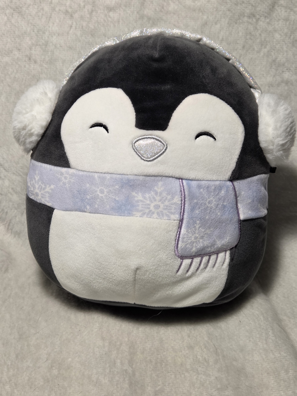 LUNA the Penguin Squishmallows 8" Snowflake Scarf Glitter Earmuff NO HANGTAG